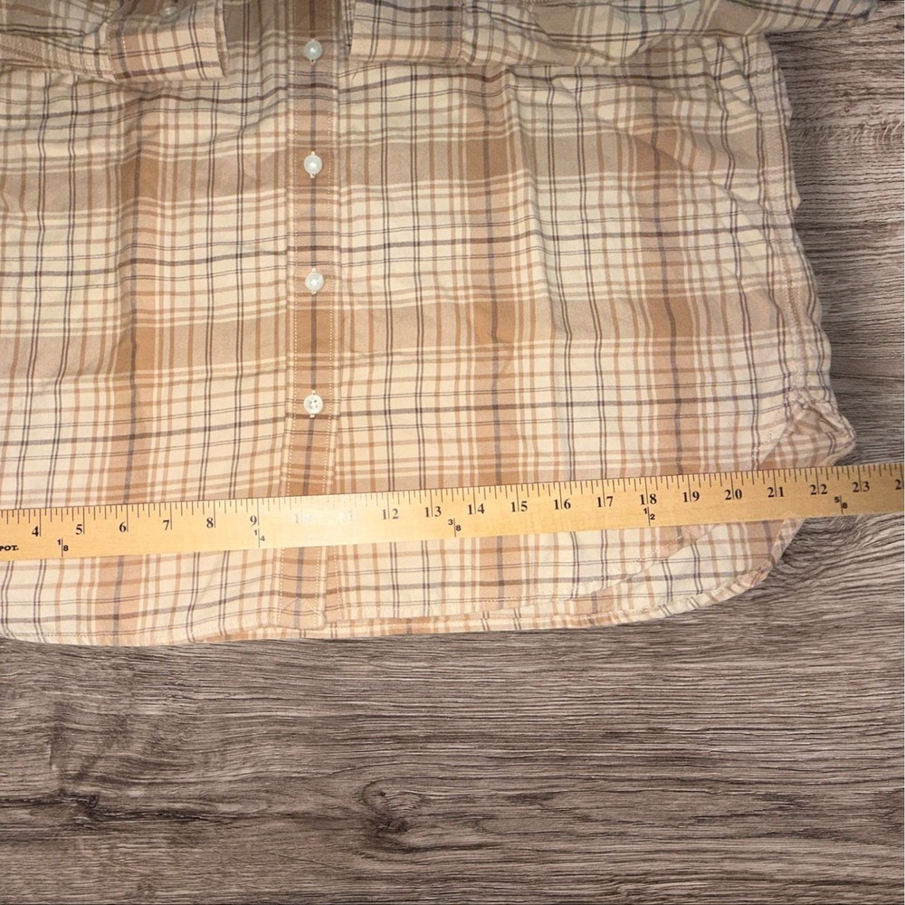 Lauren Ralph Lauren Plaid Button Down Shirt XL Tan Brown Cotton Classic - Picture 2 of 7